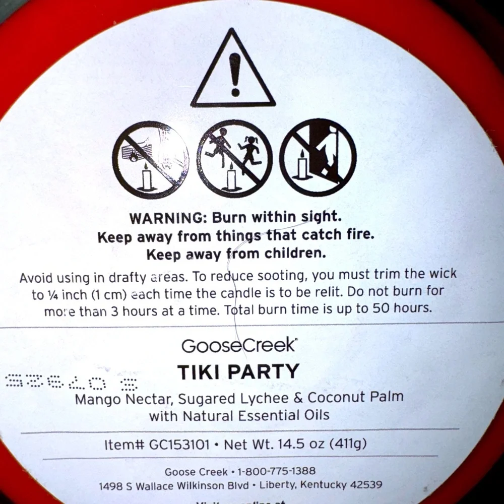 🏖️🍹🗿 GOOSE CREEK “TIKI PARTY” 3 WICK CANDLE 14.5 OUNCE WITH ESSENTIAL OILS❗️